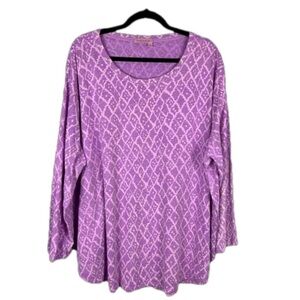 Fresh Produce Cotton Pink Lilac Geometric Long Sleeve Top 3X